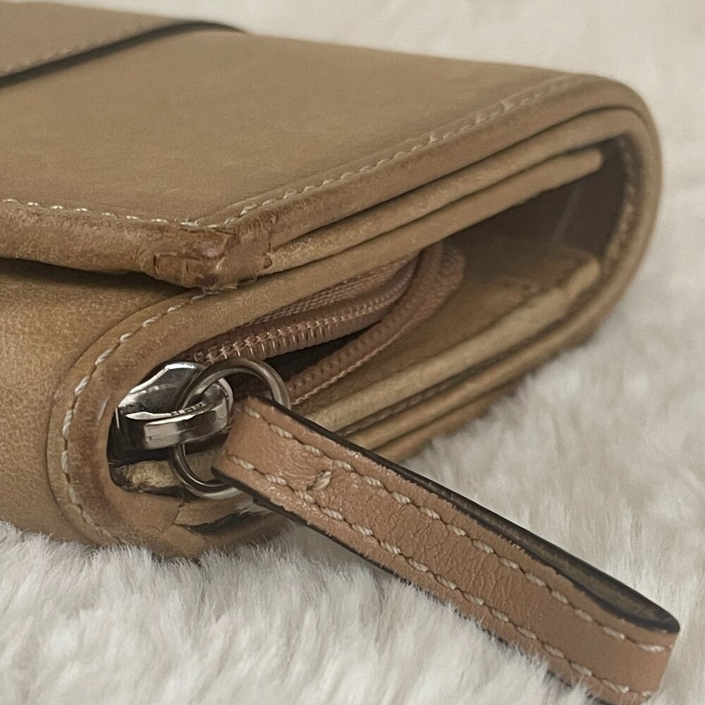 Coach Hamilton Tan Leather Wallet Bi-Fold Snap Closure Logo - Picture 4 of 15